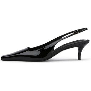 Black Women's Slingback Kitten Closed Pointed Toe Pumps Low Heel Office Shoes